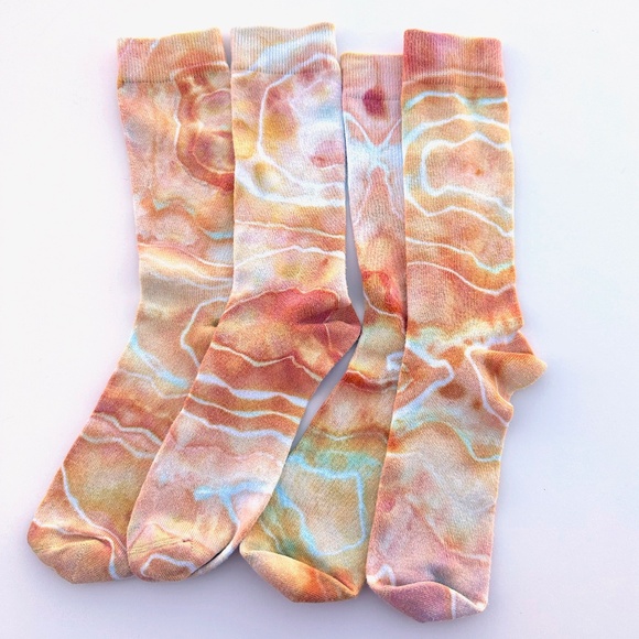 Allison Kizer Designs Other - Canyon Yellow Gold Agate Geode Ice Dye Crew Socks Bamboo Tie Dye Hand Dyed Socks